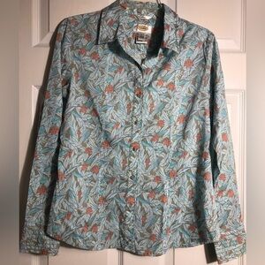NWT Talbots Light Teal Floral Button-Up Shirt S